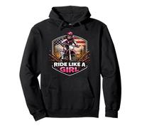 Ride Like A Girl Dirt Bike Rider Motocross Mujer Americana Sudadera con Capucha
