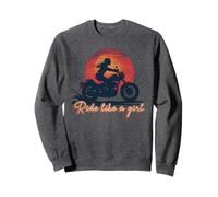 Ride Like a Girl Vintage Sunset Amante de la Motocicleta Chica Sudadera