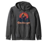 Ride Like a Girl Vintage Sunset Amante de la Motocicleta Chica Sudadera con Capucha