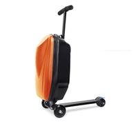 Ride On Luggage Scooter - Maleta rígida plegable 2 en 1 para niños de 4 a 15 años, maleta de viaje multifunción, naranja., M