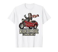 Ride Or Die I Chose Motocicleta Retro Halloween Biker Humor Camiseta