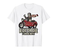 Ride Or Die I Chose Motocicleta Retro Halloween Biker Humor Camiseta gráfica económica, Hombre, Blanco, XL