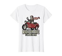 Ride Or Die I Chose Motocicleta Retro Halloween Biker Humor Camiseta gráfica económica, Mujer, Blanco, XS