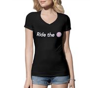 Ride The D Train New York City Subway NYC Metro Transit Fan Gift Funny Urban Commuter Camiseta De Mujer Cuello En V Negra Size M