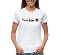 Ride The D Train New York City Subway NYC Metro Transit Fan Gift Funny Urban Commuter Camiseta De Mujer Blanca Size L