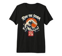 Ride The Storm Ocean Wave - Camiseta gráfica de Tinta Japonesa Camiseta Premium