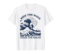Ride The Wave Chase The Break Surf Ocean Beach Surfer Art Camiseta