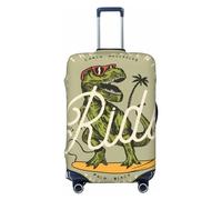 Ride The Wave - Fundas elásticas para equipaje de viaje, diseño de dinosaurio, surfista, protector para equipaje de 18 a 32 pulgadas, Negro, M