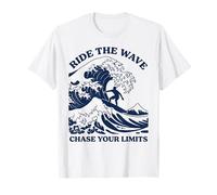 Ride The Wave Surf Motivación Retro Ocean Adventure Camiseta