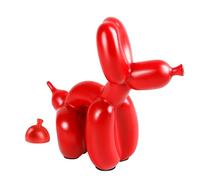 Rideco Escultura de perro con globo de caca, estatua de animales pequeños, decoración moderna, escultura artística, adorno moderno de escritorio para oficina, dormitorio, sala de estar (rojo, pequeño)