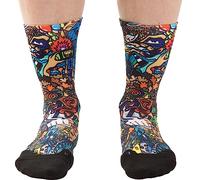 Ridefyl, Calcetines Ciclismo Graffity Comic, Talla M-L, Unisex, Deportes, MTB, Running, Crossfit, Fitness, Caña Alta, Divertido, Transpirable