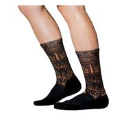 Ridefyl, Calcetines Ciclismo Mayan Gold, Talla M-L, Unisex, Deportes, MTB, Running, Crossfit, Fitness, Caña Alta, Divertido, Transpirable