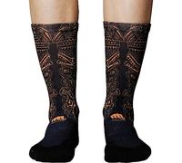 Ridefyl Calcetines Deportivos Ciclismo, CrossFit y Running - Caña Media Crew - Transpirables, Forma Anatómica - Unisex - Diseños Originales (FR/ES, Números, 41, 46, Regular, Regular, Mayan Gold)
