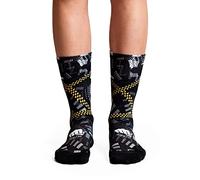 Ridefyl Calcetines Deportivos Ciclismo, CrossFit y Running - Caña Media Crew - Transpirables, Forma Anatómica - Unisex - Diseños Originales (FR/ES, Números, 41, 46, Regular, Regular, Cyclopath)