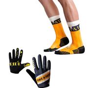Ridefyl, Pack Calcetines y Guantes Ciclismo Ride & Beer, Talla S-M, Unisex, Deportes, MTB, Running, Crossfit, Fitness, Caña Alta, Divertido, Transpirable
