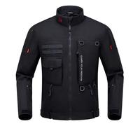 RIDEIRON Chaqueta de Moto Hombre Invierno CE Class A con Hombreras y Coderas (CE-2) Forro Extraíble Protección Cortavientos para Motocicleta Negro L