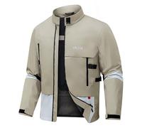 RIDEIRON Chaqueta Moto Hombre,con protectores extraíbles certificados,transpirable y cómoda,chaqueta moto verano de malla,Beige XL
