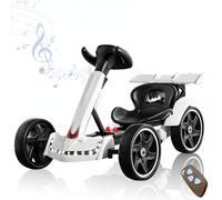RIDEONMOP Karts eléctricos para niños, Karts Plegables de 12 V, Karts con Pedales y Asiento Ajustable, música, Ruedas Plegables, Karts con Velocidad de derrape de 8 mph, Karts para Montar.,Blanca