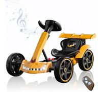 RIDEONMOP Karts eléctricos para niños, Karts Plegables de 12 V, Karts con Pedales y Asiento Ajustable, música, Ruedas Plegables, Karts con Velocidad de derrape de 8 mph, Karts para Montar.,Amarillo