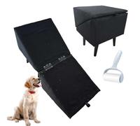 RIDEONMOP Rampa otomana dividida para perros, escaleras plegables ligeras todo en uno, escalones 2 en 1 para mascotas grandes y pequeños, escaleras de doble propósito para sofá, cama, color negro