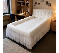 RIDEONMOP Sábana con Bordes - Sábana Ajustable Antideslizante con diseño de Borde levantado, sábana con Bolsillo Profundo y Falda, Cierre Suave Tipo Nido, Cubierta de Cama Transpirable,Blanca,47×79in