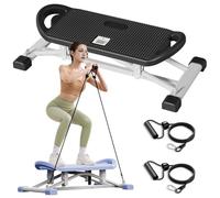 RIDEONMOP Tabla de Equilibrio All Motion con Monitor LCD, Máquina de Equilibrio de Esquí con Bandas de Resistencia, Simulador de Esquí Portátil con Giro de Cintura,Negro