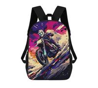 Rider in Action Dirt Bike Speed Mochila Escolar Infantil De 17 Pulgadas, Mochila Escolar Impresa En 3D Para Niños De Primaria Y Secundaria