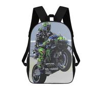 Rider in Action on Yamaha Motorcycle Mochilas Para Niños, Mochilas Escolares Personalizadas En 3D Para Niños Y Niñas, Mochilas Escolares Grandes, Mochilas Informales Para El Día A Día 17inch