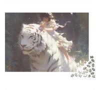 Rider on Tigre Blanco 1000 Piezas Cartón Mate Tigre Blanco Rompecabezas para Adultos Resistente A Arañazos Entrenamiento Cerebral Regalo Ideal Relax 38x26cm/1000pcs