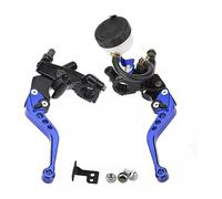 Riderai Palancas de embrague de moto Kit universal manetas depósito cilindro para maestro freno embrague ajustables motocicleta 7/8" 22mm(Azul)