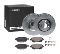 RIDEX 3405B1420 Juego para eje Kit de discos de freno y pastillas Delantero sin buje de rueda con tornillos pinza freno Compatible con PEUGEOT 207 WA, WC