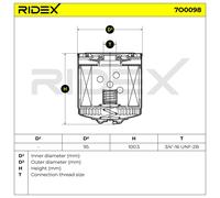 RIDEX 7O0098 Filtro de aceite
