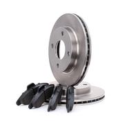 RIDEX Kit de discos de freno y pastillas 3405B0178 Eje delantero sin tornillos ventilado compatible con FORD FIESTA III GFJ Escort Mk6 Hatchback GAL, AAL, ABL Escort Mk5 Hatchback GAL ORION II AFF