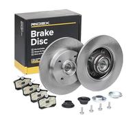 RIDEX Kit de Discos de Freno y Pastillas - Discos de Freno Eje trasero 249,0 macizo - Pastillas de Freno compatible con OPEL Crossland X P17, P2QO, PEUGEOT 208 I Hatchback CA, CC 207 WA, WC 207 SW WK