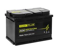 RIDEX PLUS 1S0007P AGM Start-Stop Batería Coche 70Ah 760A 12V B13 DIN/ISO L3 Baterías de Arranque de 65Ah 63Ah 60Ah Compatible con VW Polo V Hatchback 6R1, 6C1 Golf 7 Hatchback 5G1, BQ1, BE1, BE2