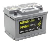 RIDEX PLUS 1S0033P Prime Batería Coche 63Ah 600A 12V B13 DIN/ISO LB2 Baterías de Arranque de 60Ah 55Ah Compatible con FORD Fiesta Mk6 Hatchback CB1, CCN, JA8, JR8 MONDEO IV Turnier BA7, OPEL, RENAULT