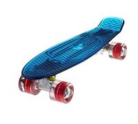 Ridge Blaze Mini Cruiser Skateboard, Unisex-Youth, Azul (Transparent Blue Deck/Red LED), 22-"