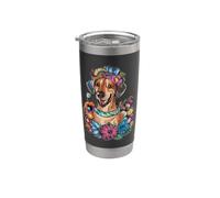 Ridgeback de Rodesia y hermosas flores Vaso térmico de acero inoxidable de doble pared