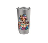 Ridgeback de Rodesia y hermosas flores Vaso térmico de acero inoxidable de doble pared