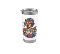 Ridgeback de Rodesia y hermosas flores Vaso térmico de acero inoxidable de doble pared