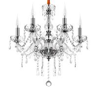 Ridgeyard moderno 6 brazos luces cristal araña viva iluminación techo luminaria lámpara pasillo casa habitación decoración (White)