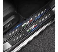 RIDGOEL 4 Piezas Pegatinas Protective de Umbral de Puerta de Coche para Alfa Romeo Stelvio, Decoración para Estribos de Coche de Fibra de Carbono Universales