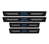 RIDGOEL 4 Piezas ST Line Película Protectora para umbral de Puerta de Coche para Ford Focus EcoSport Kuga Mondeo Fiesta Puma, Decoración para Estribos de Coche de Fibra de Carbono Blue