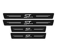 RIDGOEL 4 Piezas ST Line Película Protectora para umbral de Puerta de Coche para Ford Focus EcoSport Kuga Mondeo Fiesta Puma, Decoración para Estribos de Coche de Fibra de Carbono White