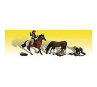 Ridin' & Ropin' (2 Cowboys, 2 Horse & Calf) HO Scale Woodland (Importación USA)