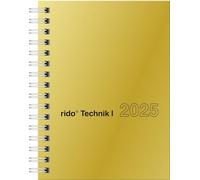 rido/idé Agenda de bolsillo, modelo perfect/Technik I (2025), 2 páginas = 1 semana, A6, 160 páginas, tapa de cartón brillante, color dorado