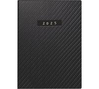 rido/idé Agenda de bolsillo, modelo Technic III (2025) "Carbon", 1 página = 1 día, A6, 384 páginas, tapa de piel sintética, flexible, color negro