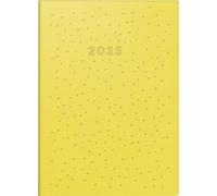 rido/idé Agenda de bolsillo, modelo Technic, S (2025), diseño de puntos, 2 páginas = 1 semana, A6, 144 páginas, cubierta de piel sintética, flexible, color amarillo