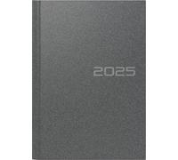 rido/idé Agenda de libro modelo Mentor (2025), 1 página = 1 día, A5, 352 páginas, cubierta de plástico reflectante, color gris