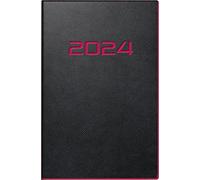 rido/idé Agenda semanal modelo partner/Industrie I 2024 2 páginas = 1 semana tamaño de la hoja 7,2 x 11,2 cm, negro con borde de neón rojo